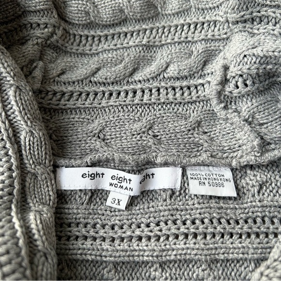 Eight Eight Eight Crowl Neck  Cable Knit Dolman Sleeve Sweater Tunics - Picture 9 of 14